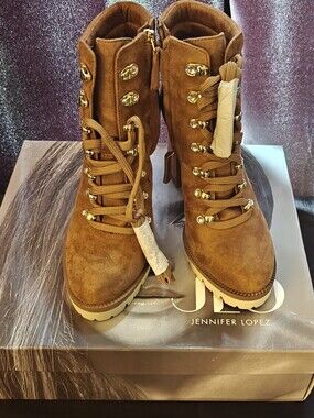 Jennifer Lopez Timber Brown Suede Heeled Boots 8 1/2 M